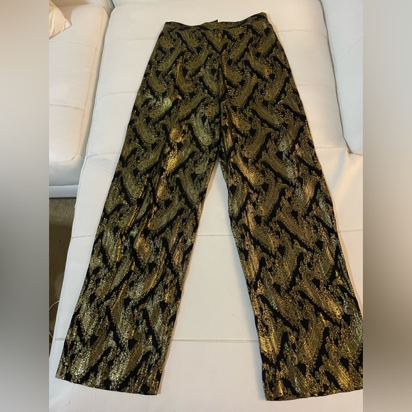 & Other Stories gold brocade metallic paisley coord matching set pants blouse S - Picture 12 of 12